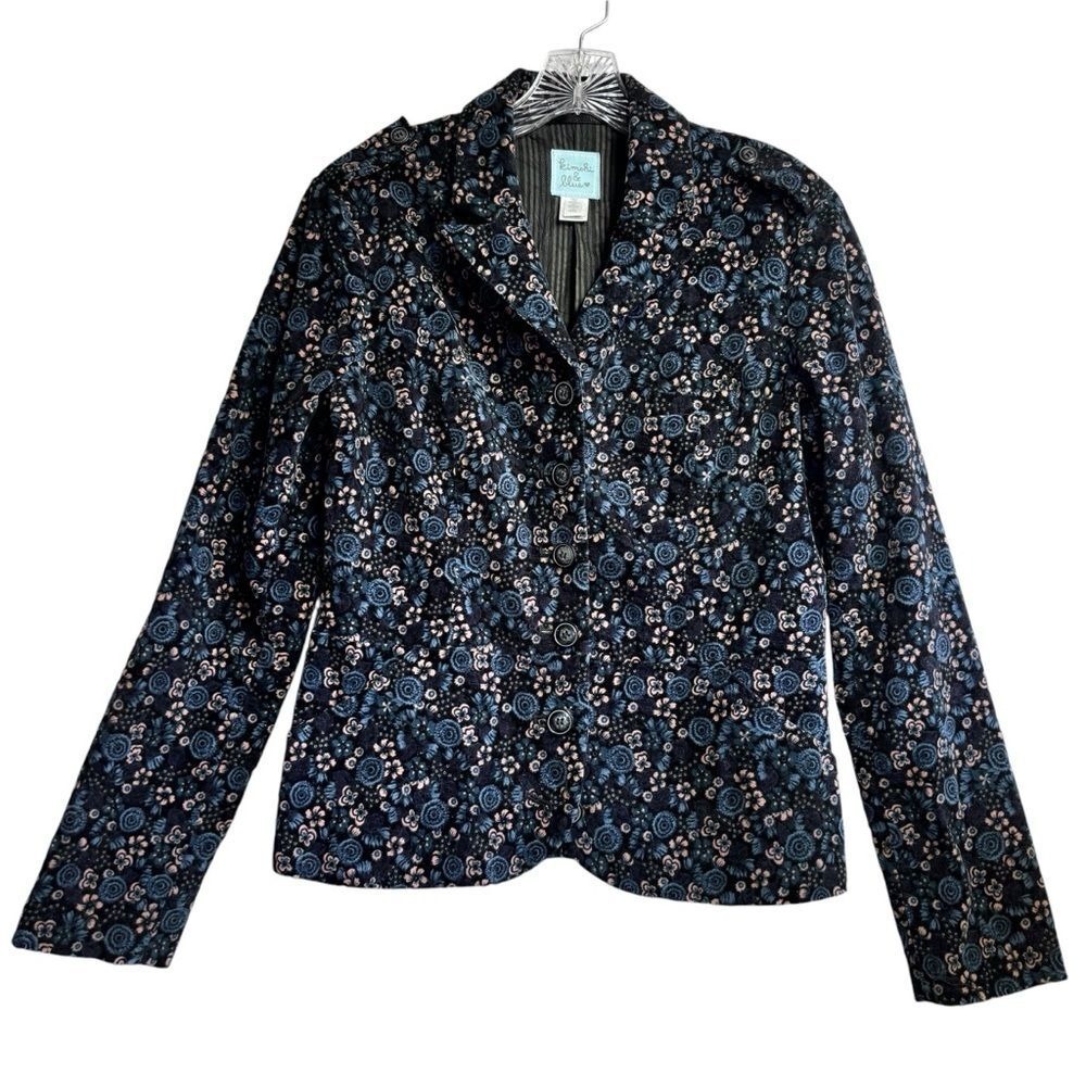 Kimchi Blue Women's Floral Blazer Jacket Navy Roses Structured Classic Retro ‎ M
